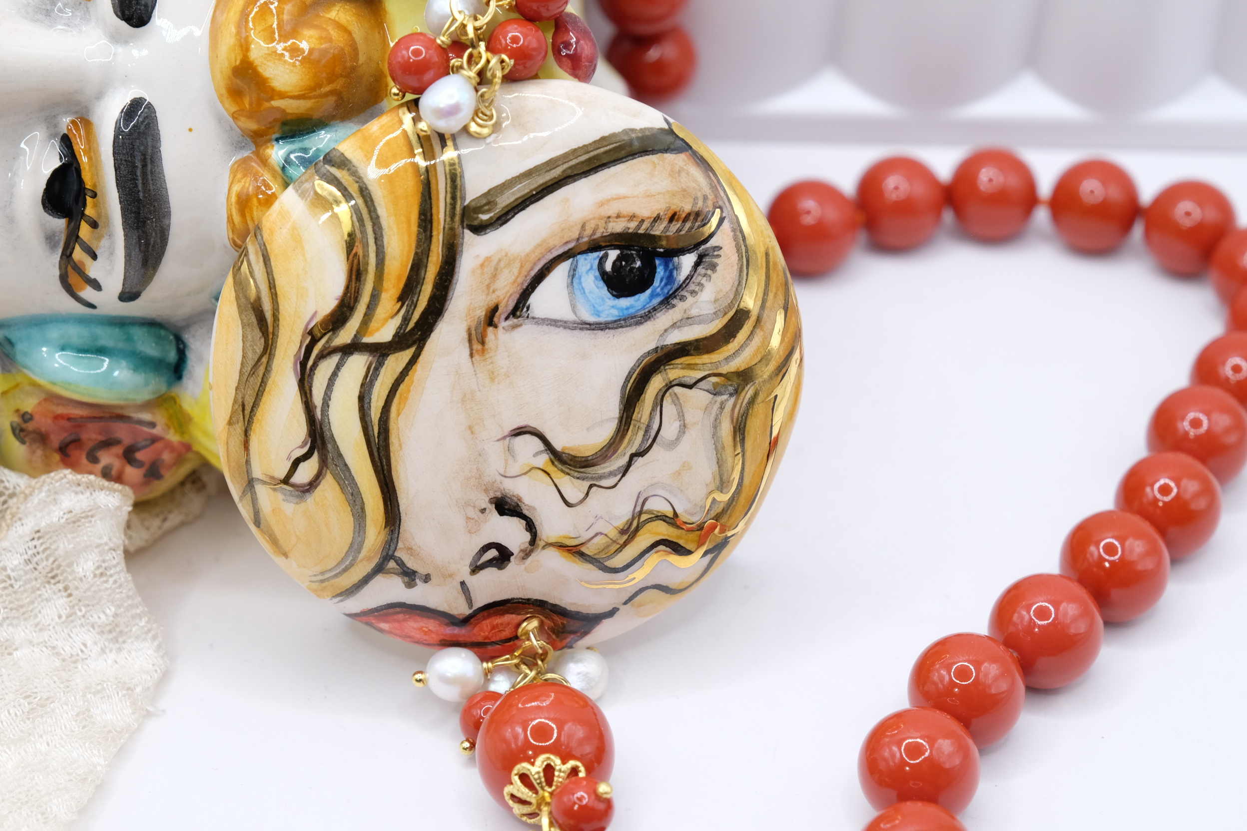 COLLANA ARTIGIANALE SICILIA PERLE PASTA DI CORALLO (4)