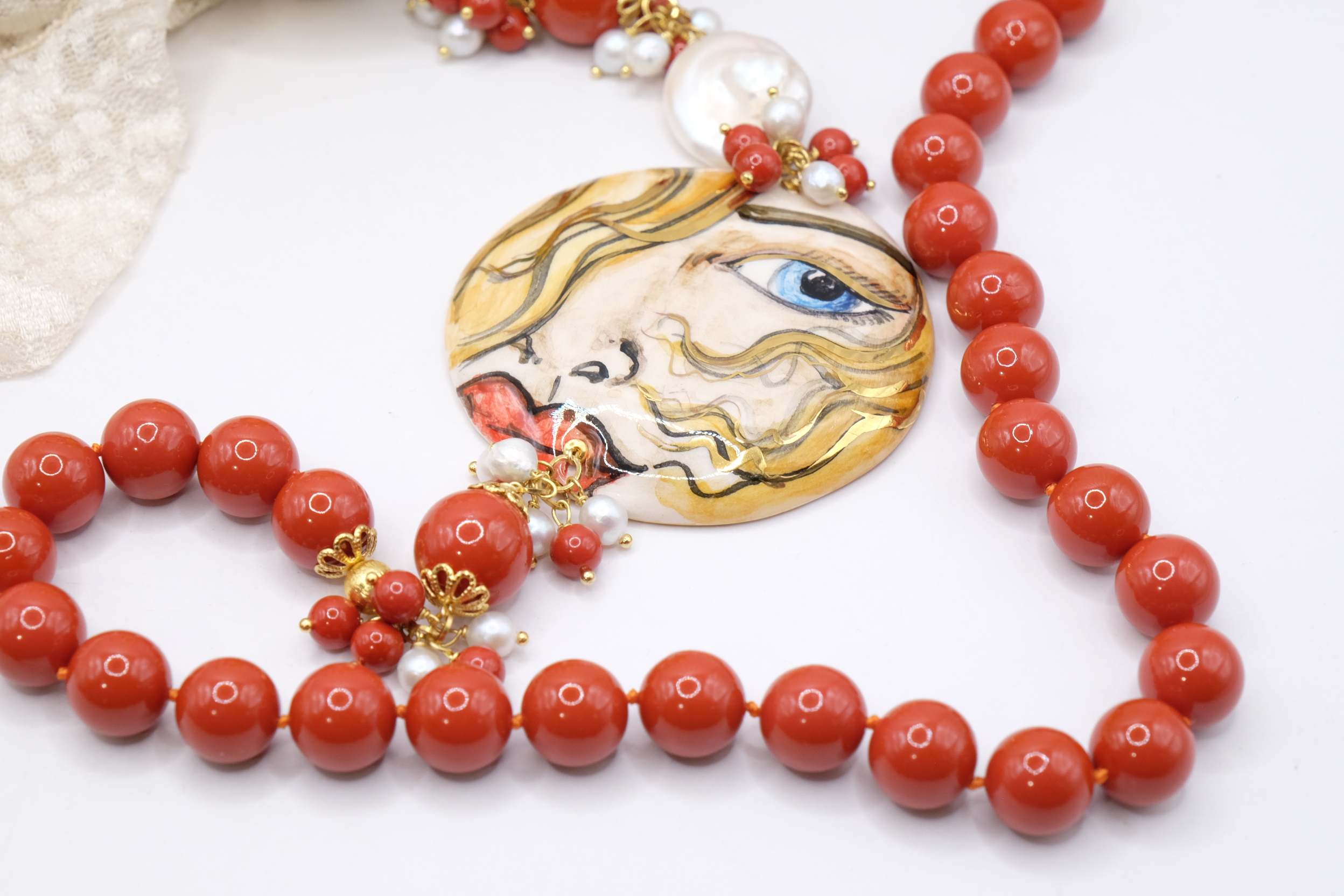 COLLANA ARTIGIANALE SICILIA PERLE PASTA DI CORALLO (6)