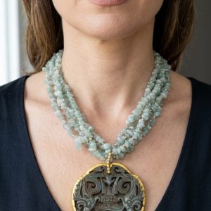 Collana Multifilo Mandala Chips Giada Verde