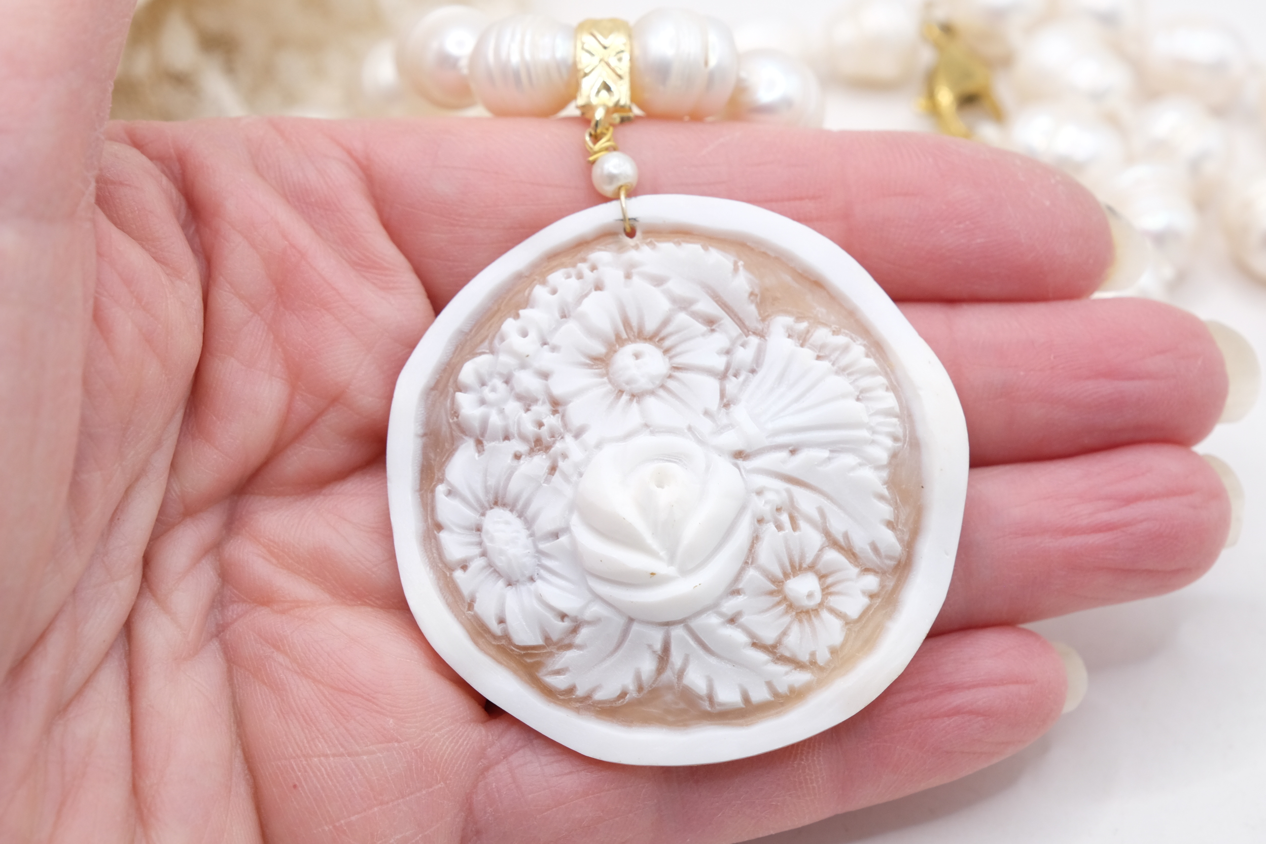 COLLANA PERLE BAROCCHE CAMMEO DI TORRE DEL GRECO (1)