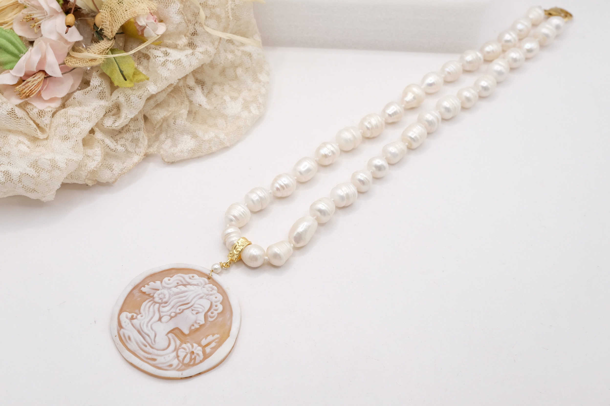 COLLANA PERLE BAROCCHE CAMMEO DI TORRE DEL GRECO (10)