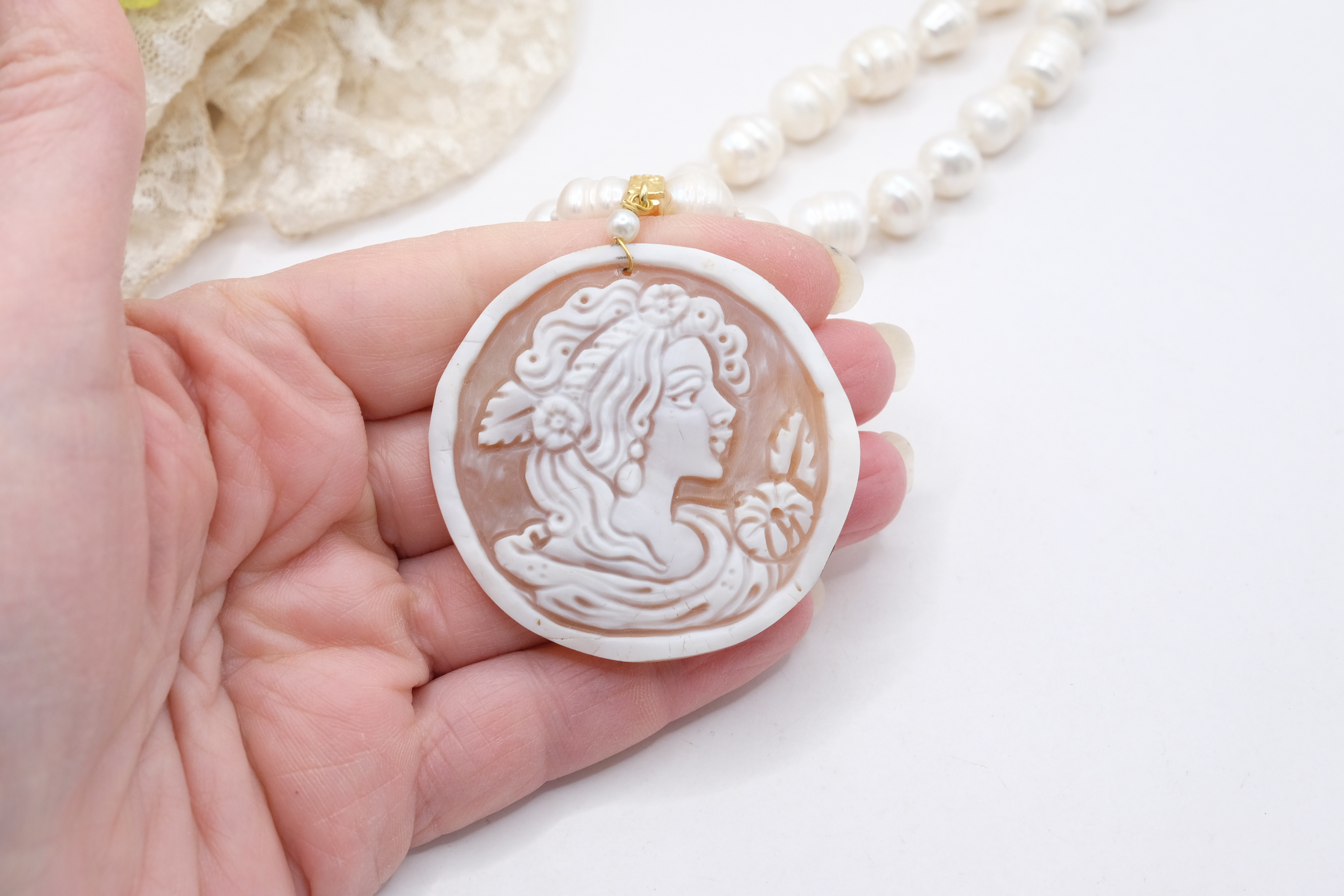 COLLANA PERLE BAROCCHE CAMMEO DI TORRE DEL GRECO (11)