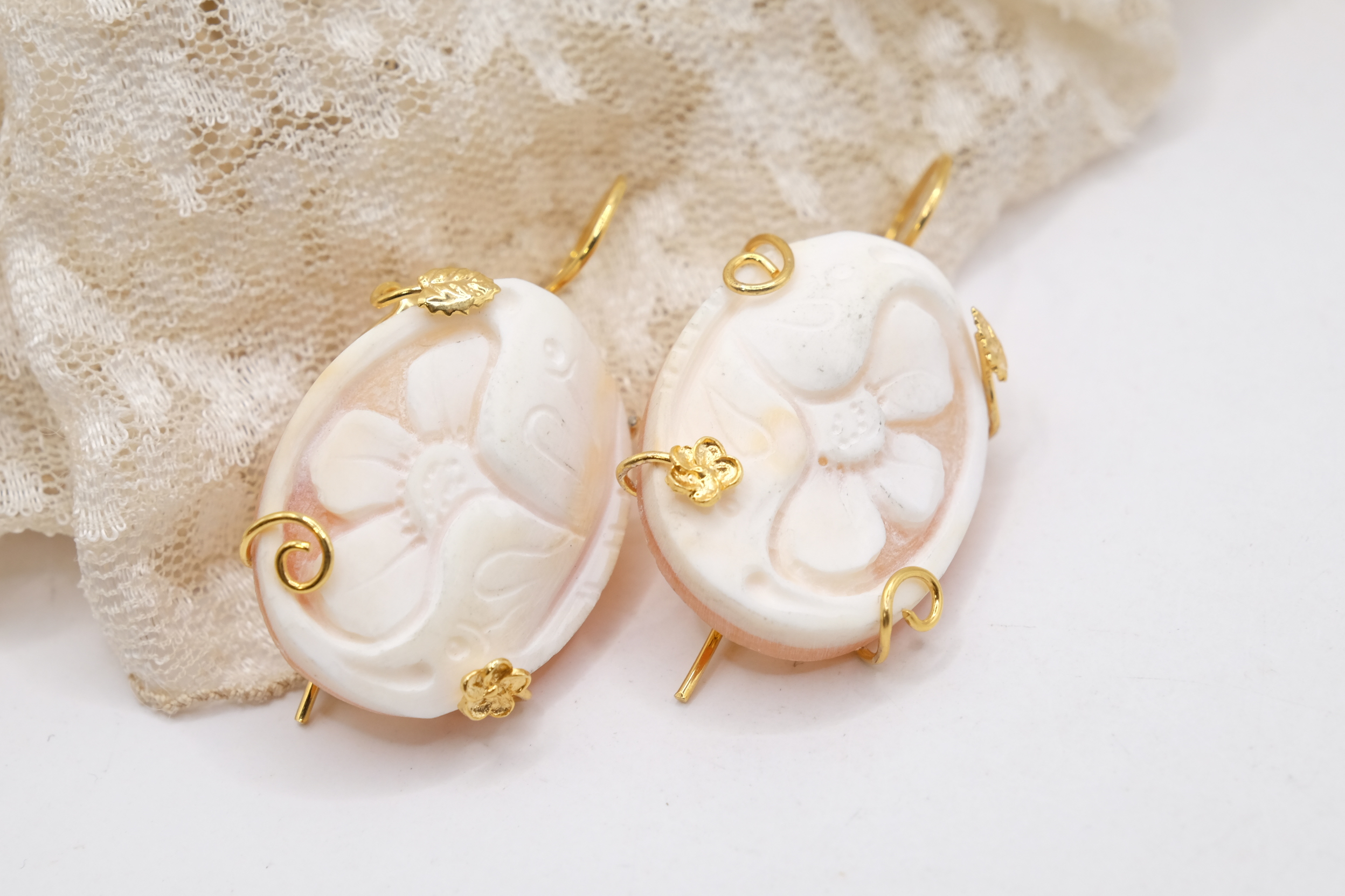 ORECCHINI ARTIGIANALI CAMMEO ARGENTO DORATO TORRE DEL GRECO (2)