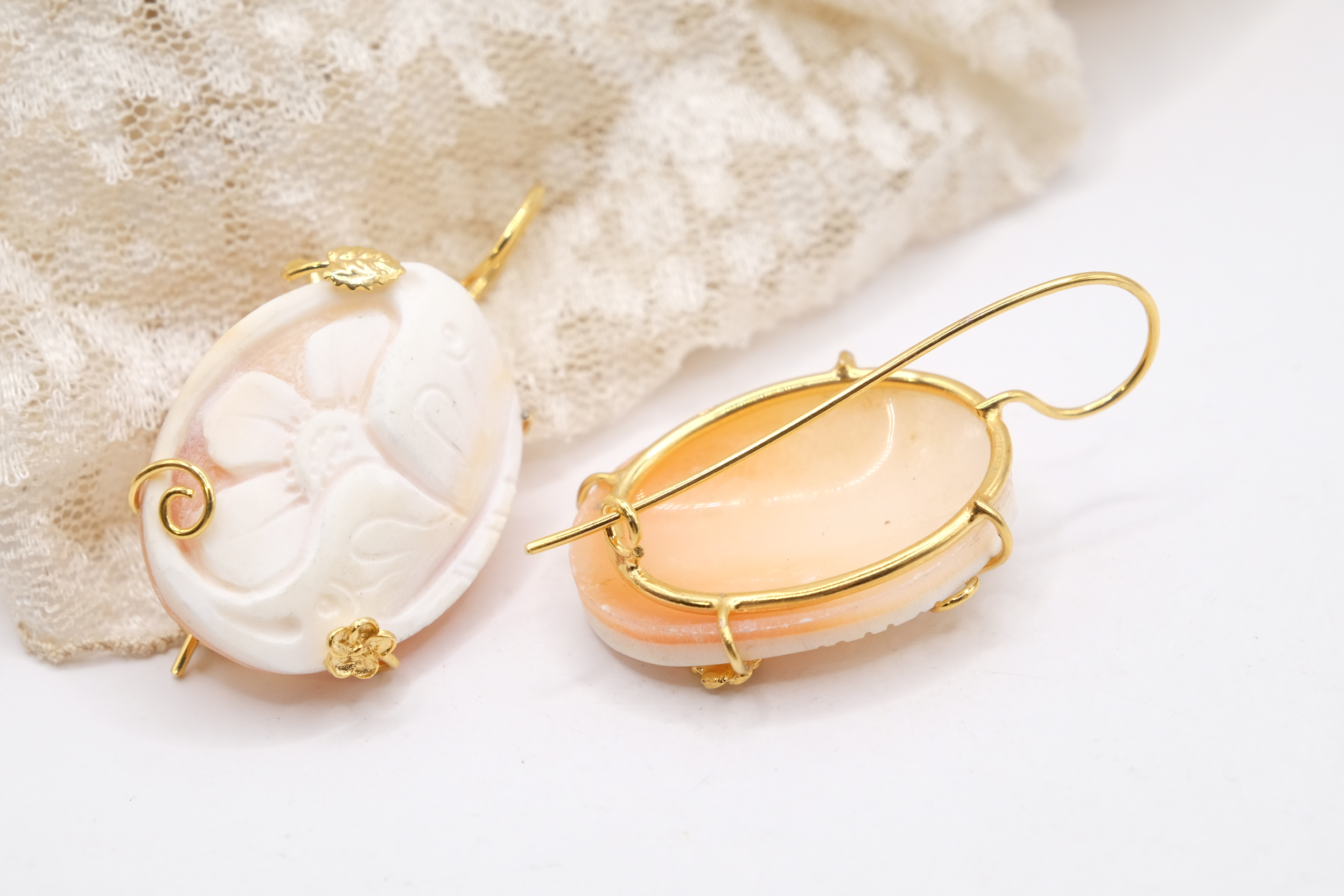 ORECCHINI ARTIGIANALI CAMMEO ARGENTO DORATO TORRE DEL GRECO (3)