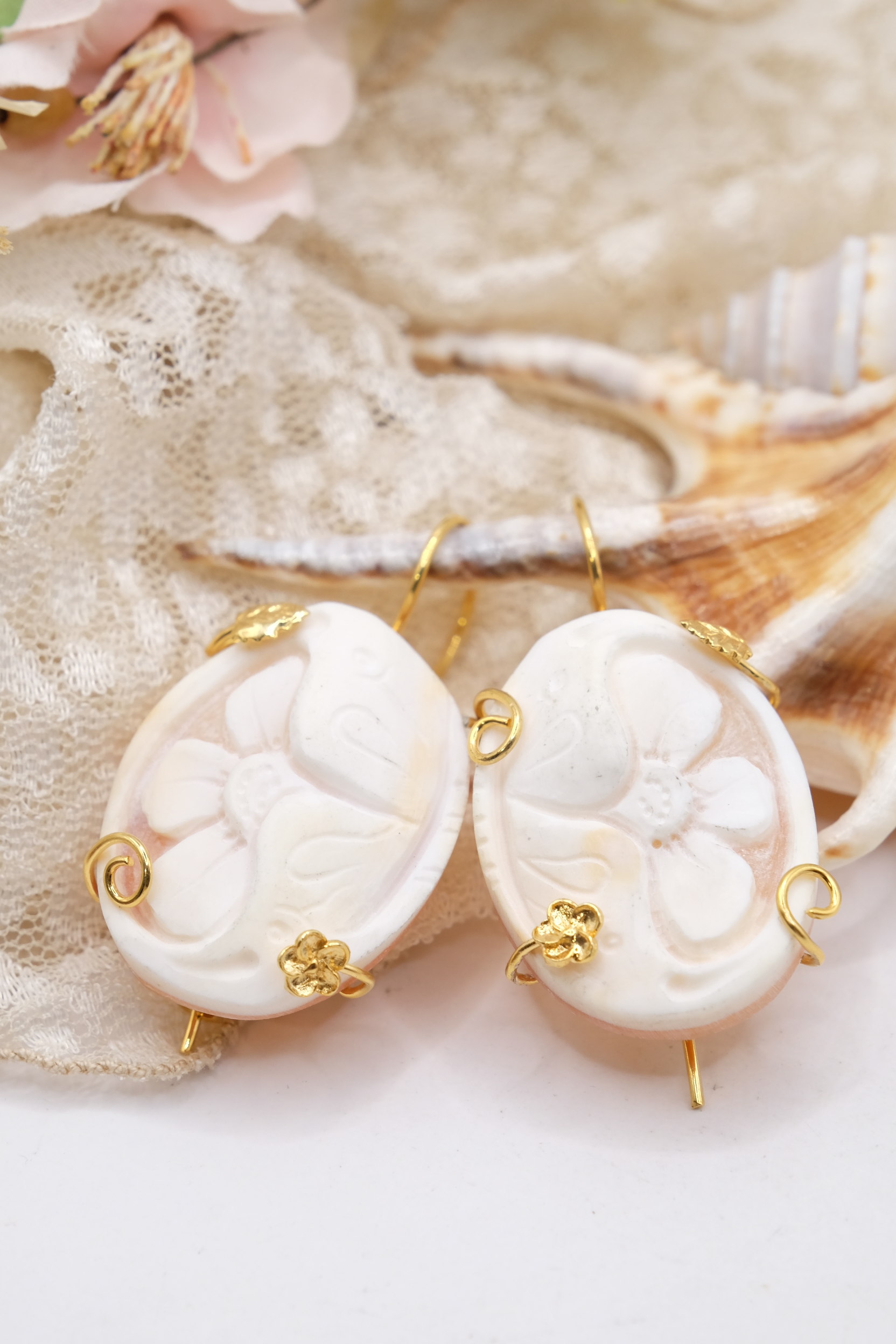 ORECCHINI ARTIGIANALI CAMMEO ARGENTO DORATO TORRE DEL GRECO (5)