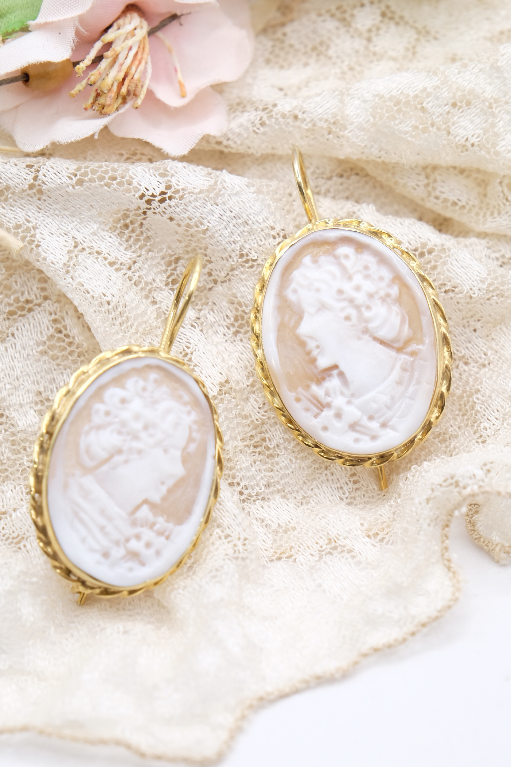 ORECCHINI ARTIGIANALI CAMMEO TORRE DEL GRECO DAMA ARGENTO 925 PLACCATO ORO (3)