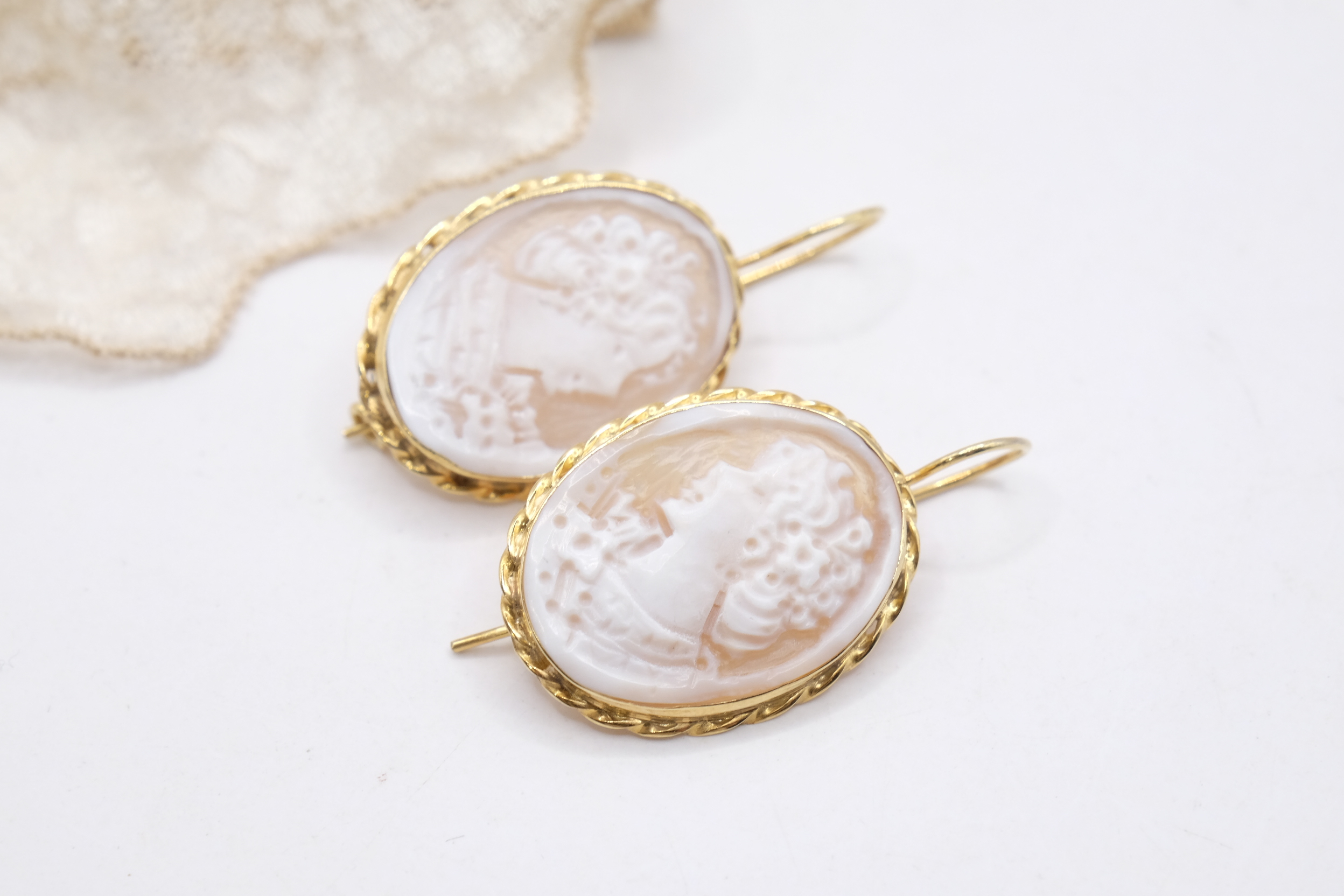 ORECCHINI ARTIGIANALI CAMMEO TORRE DEL GRECO DAMA ARGENTO 925 PLACCATO ORO (4)