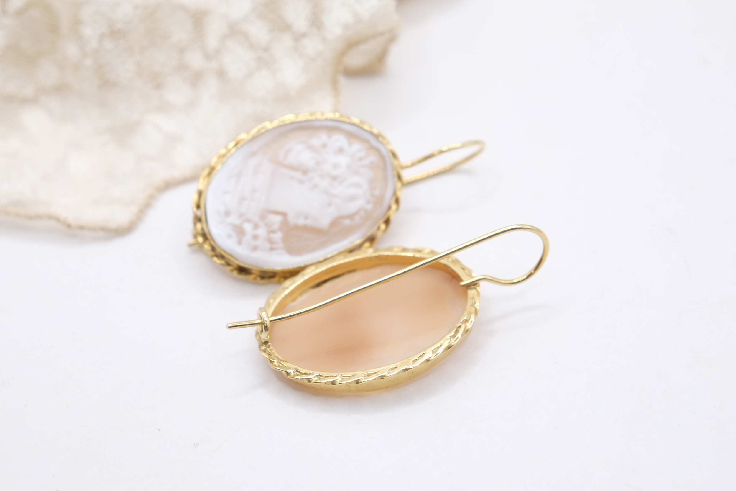 ORECCHINI ARTIGIANALI CAMMEO TORRE DEL GRECO DAMA ARGENTO 925 PLACCATO ORO (6)