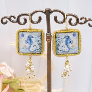 Orecchini Mattonelle in Ceramica Cacalluccio Polpo Perle