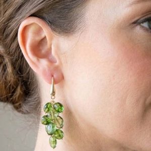 Orecchini Artigianali Tormaline Verdi Grappolo Argento