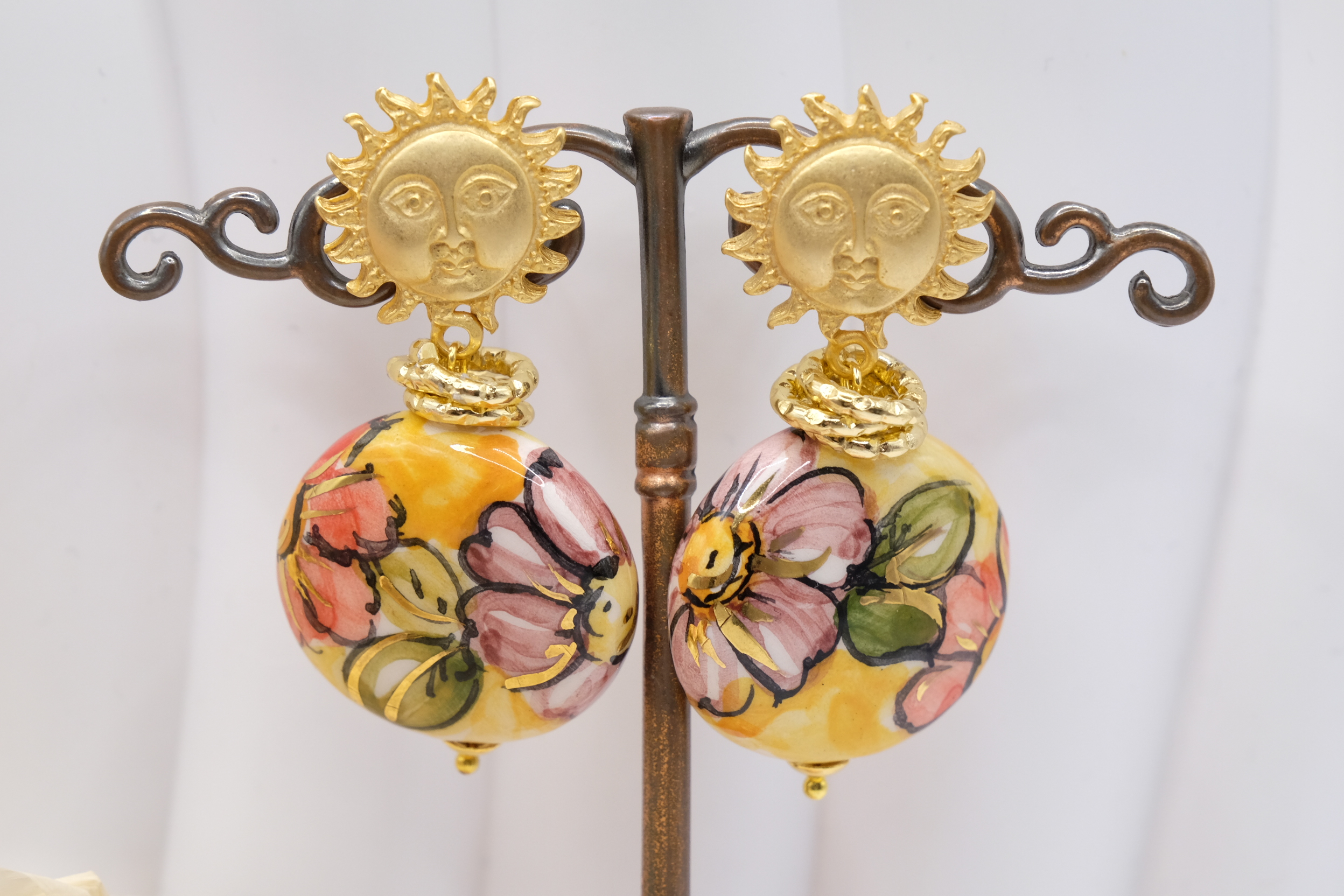 ORECCHINI CERAMICA DI CALTAGIRONE MATTONELLE PIASTRELLE CERAMICA DI CALTAGIRONE (1)