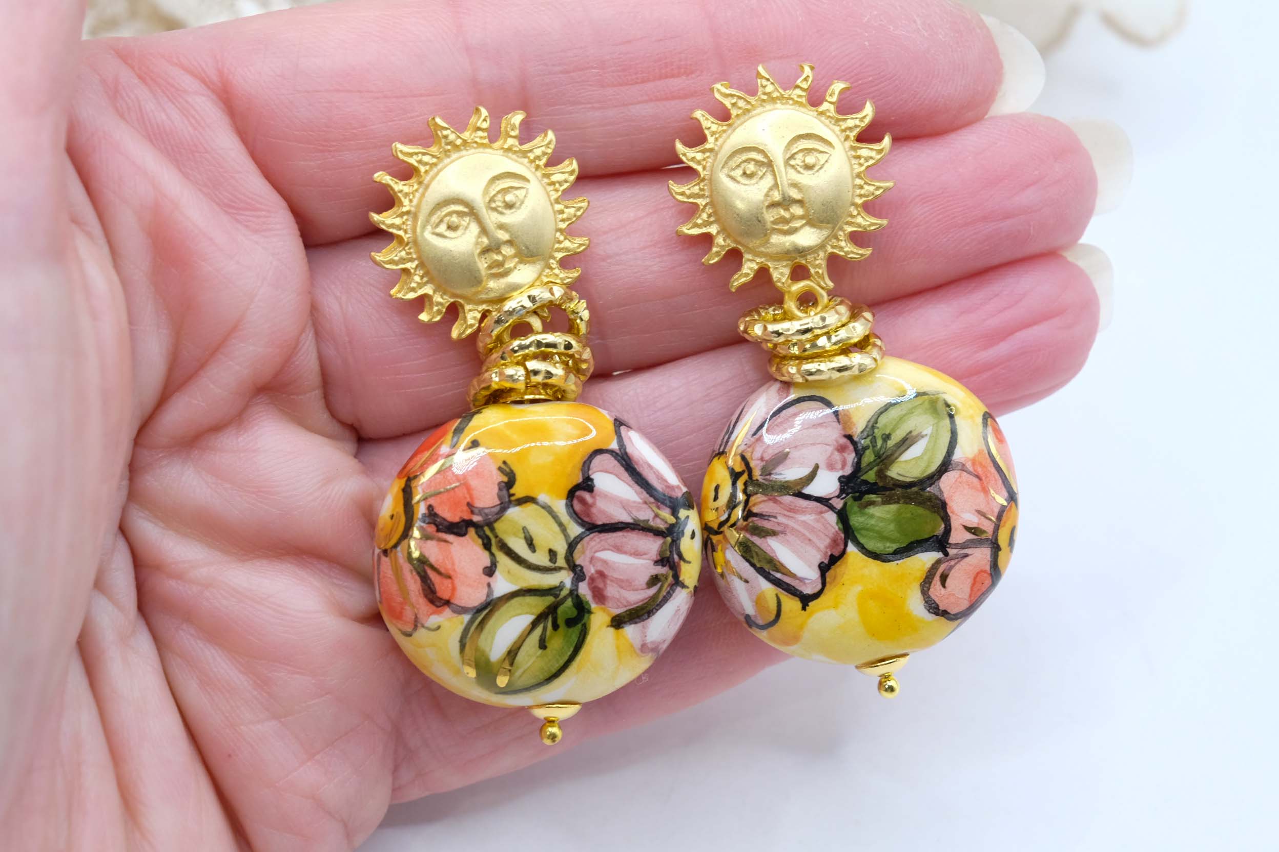 ORECCHINI CERAMICA DI CALTAGIRONE MATTONELLE PIASTRELLE CERAMICA DI CALTAGIRONE (4)