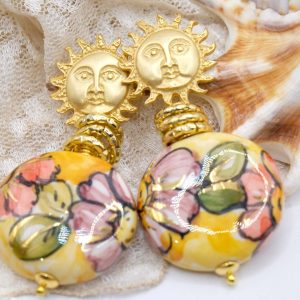 Orecchini Mattonelle Tonde in Ceramica di Caltagirone Sole