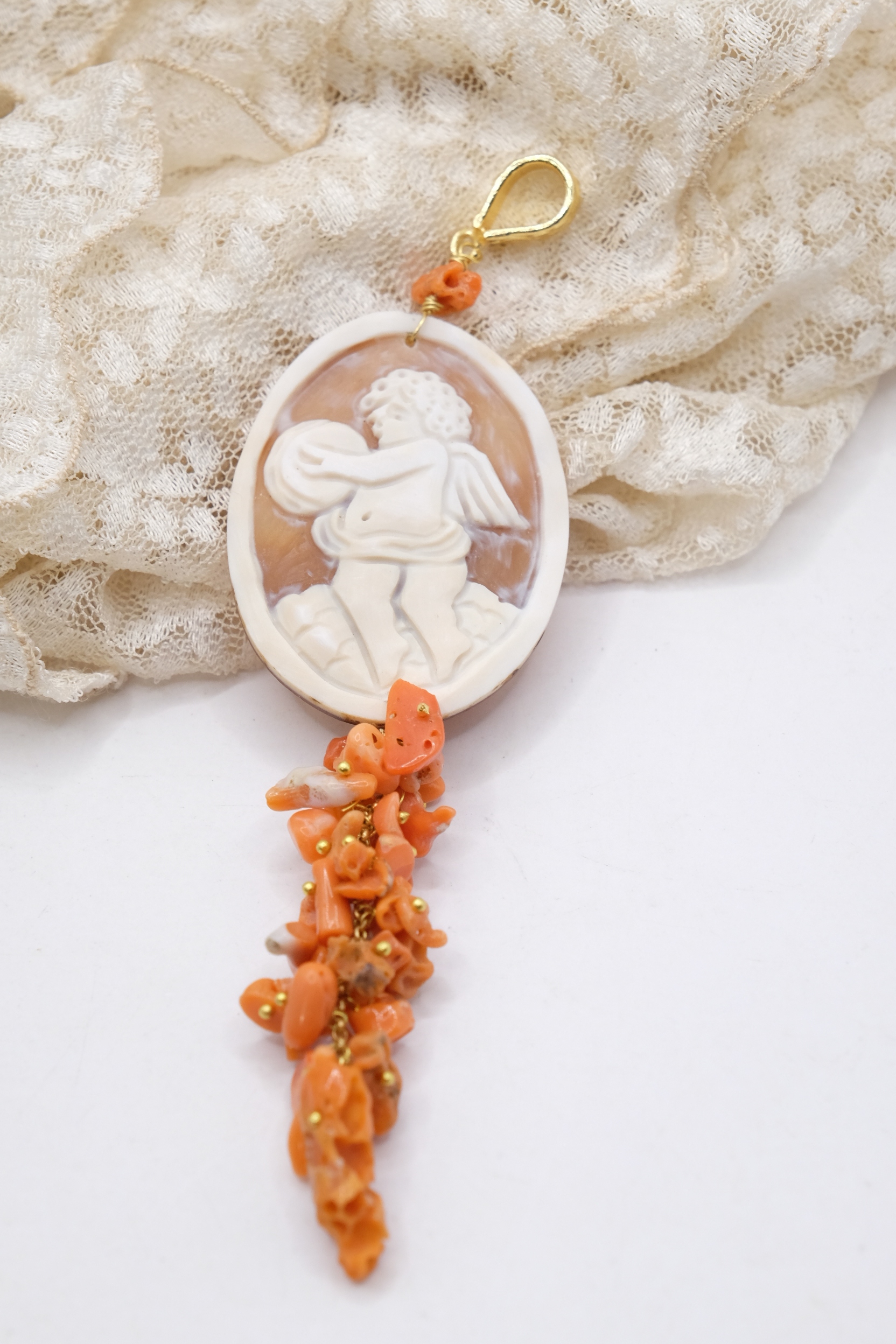 PENDENTE CAMMEO TORRE DEL GRECO CORALLO NATURALE ARTIGIANALE (2)