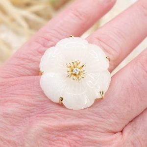 Anello Maxi Fiore Agata Bianca Regolabile
