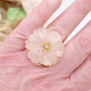 Anello Maxi Fiore Quarzo Rosa Regolabile