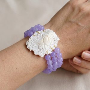 Bracciale con Giada Lavanda e Cammeo di Torre del Greco