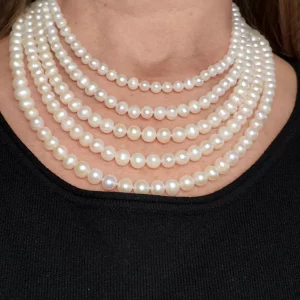 Collana 5 Fili Perle Naturali e Argento
