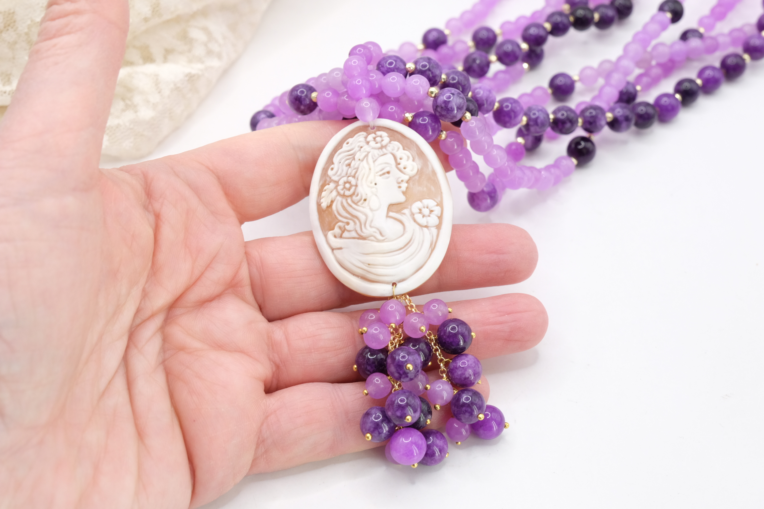 COLLANA AMETISTA GIADA LAVANDA CAMMEO TORRE DEL GRECO ARTIGIANALE SARDONICO (2)