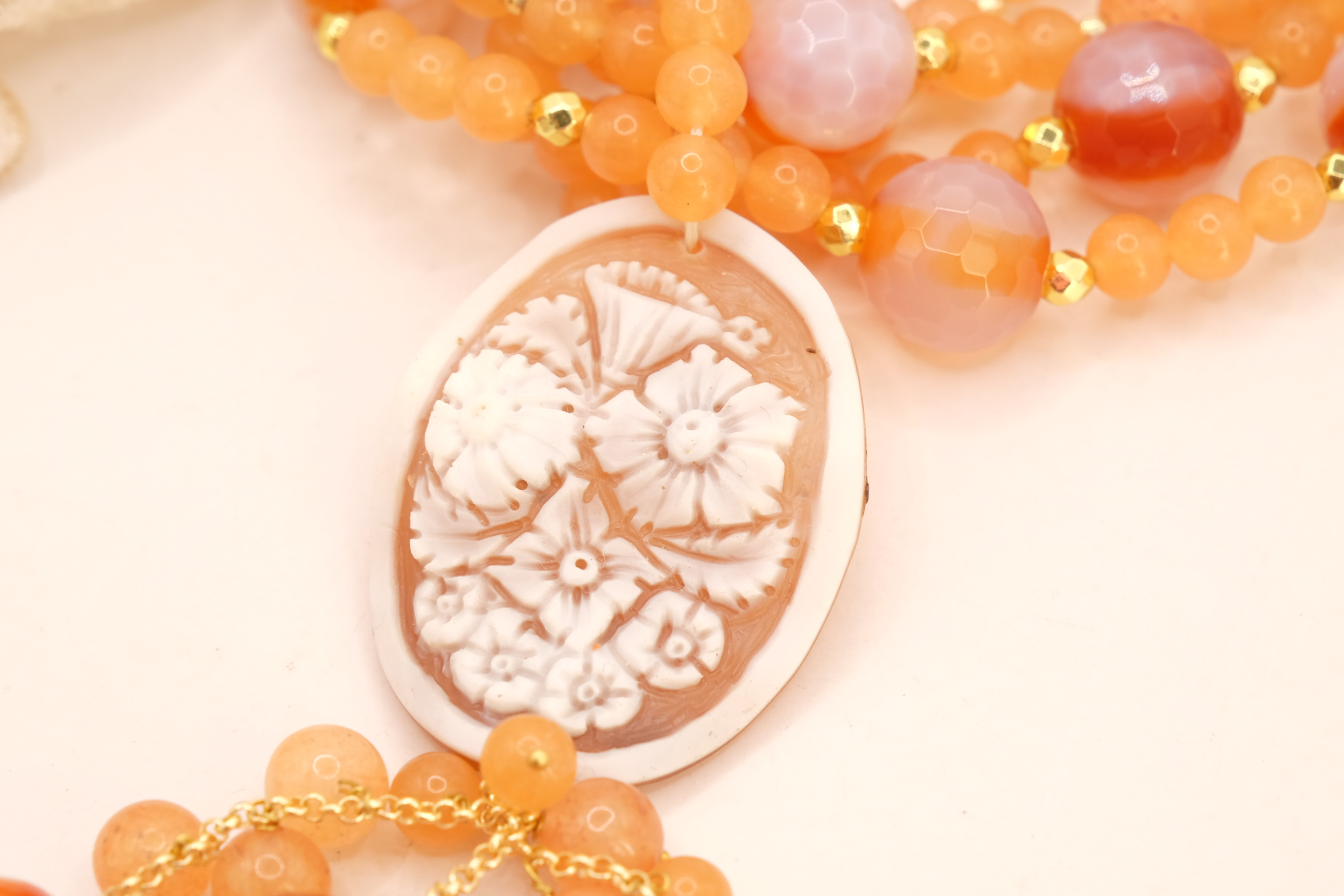 COLLANA ARTIGIANALE CORNIOLA CAMMEO DI TORRE DEL GRECO (1)