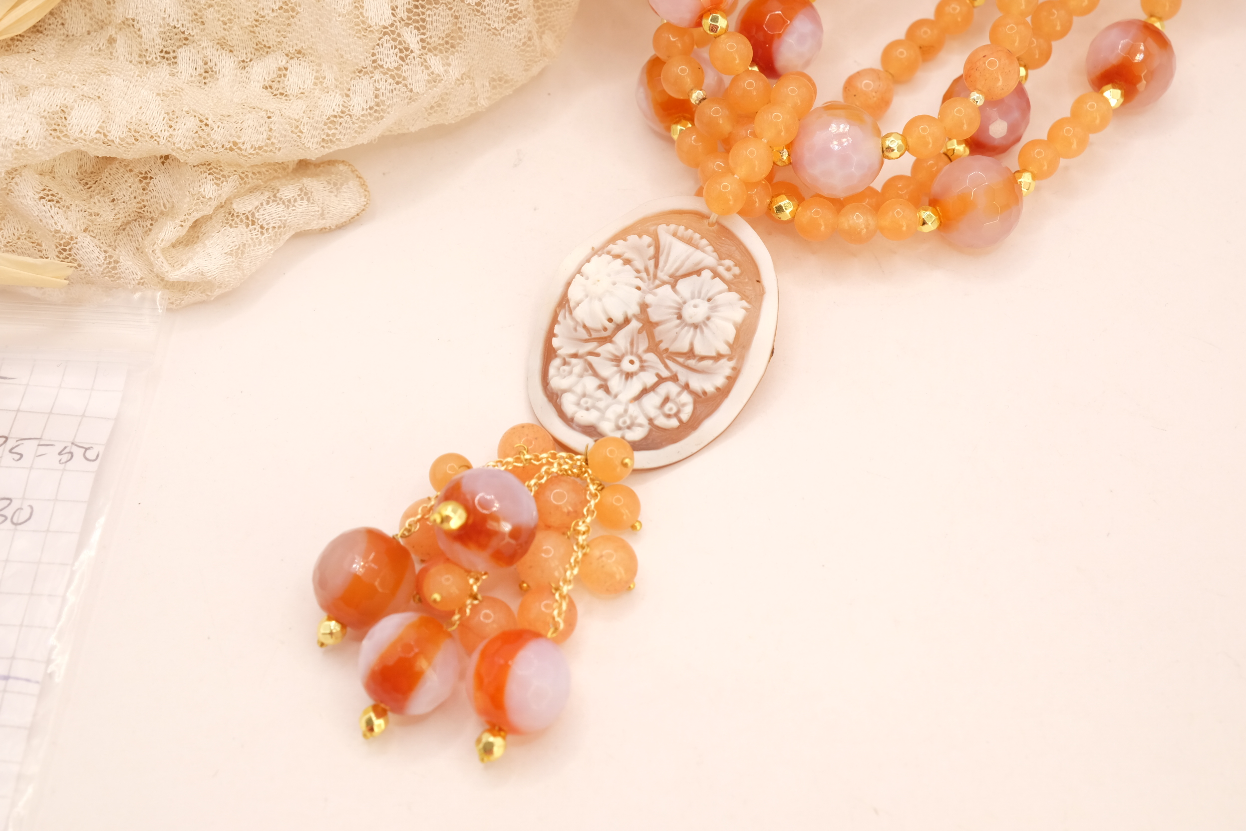 COLLANA ARTIGIANALE CORNIOLA CAMMEO DI TORRE DEL GRECO (4)