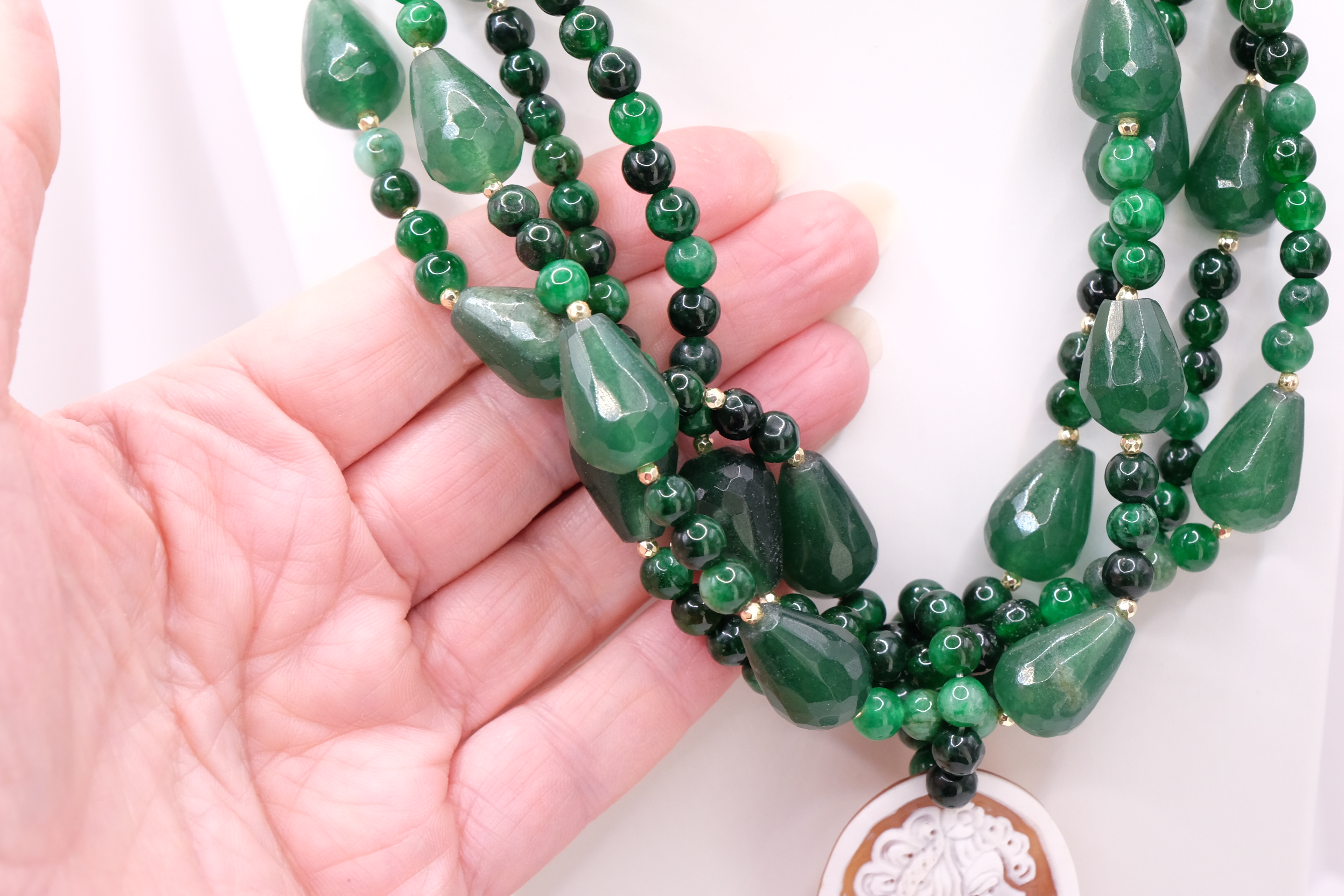 COLLANA ARTIGIANALE GIADA VERDE CAMMEO DI TORRE DEL GRECO (4)