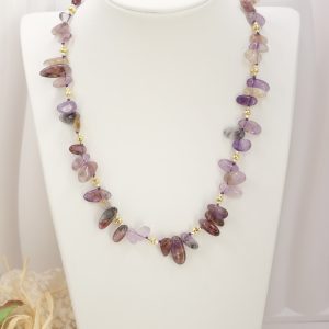 Collana Chips Grandi Ametista Argento 925 Dorato