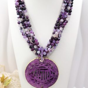 Collana Multifilo Mandala Viola Agata Ametista