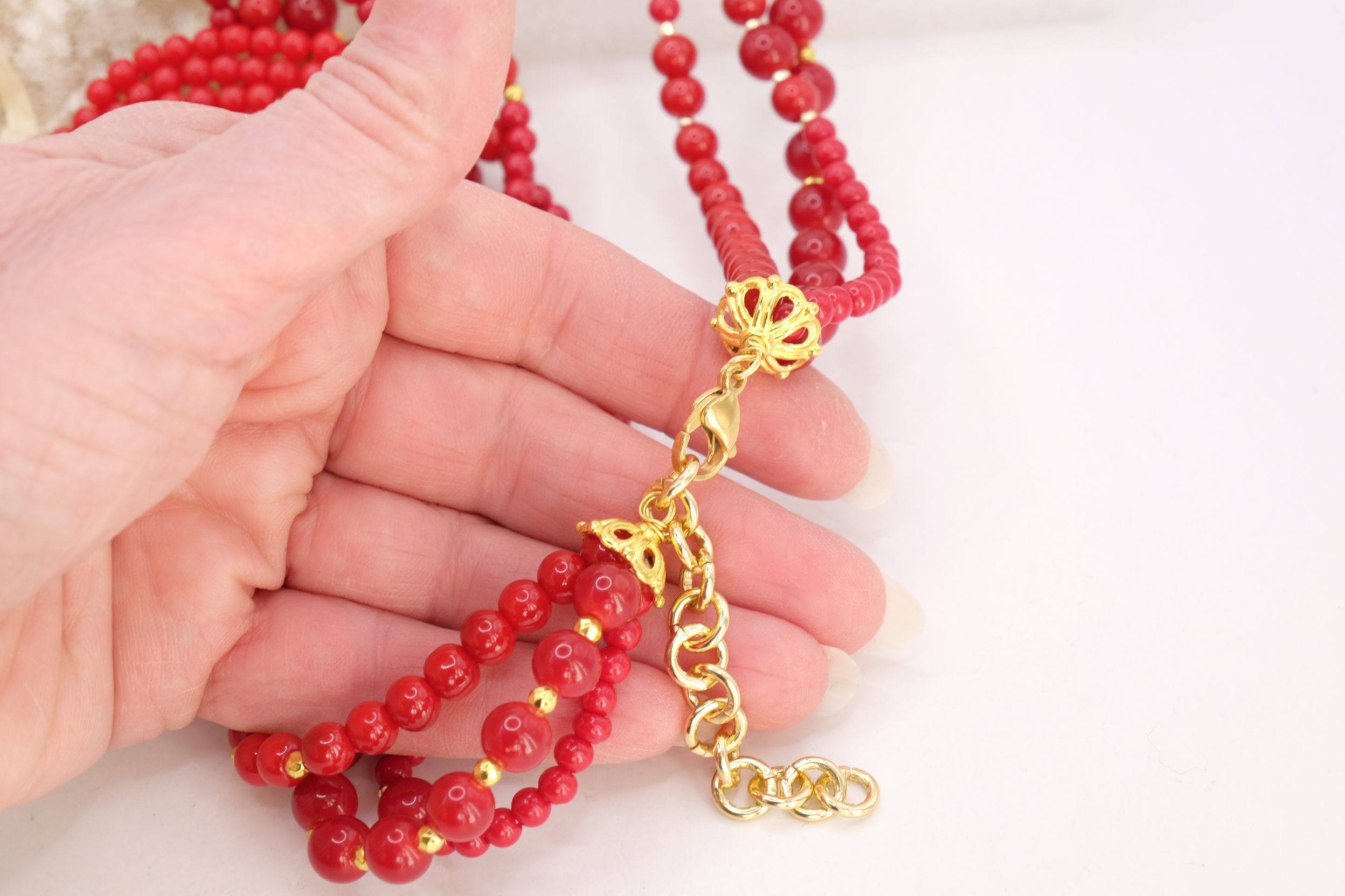 COLLANA ARTIGIANALE PASTA DI CORALLO STELLE MARINE ROSSO (5)