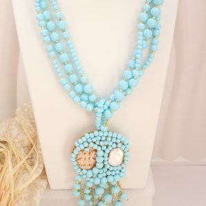 Collana Multifilo Pasta di Turchese Perla Cammeo di Torre del Greco