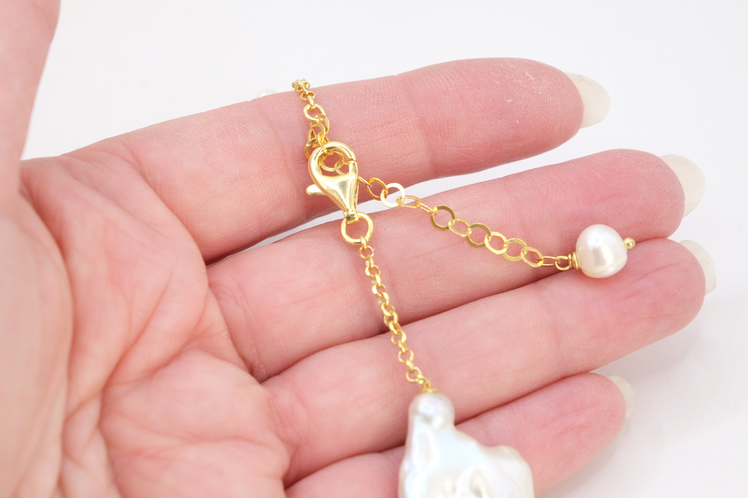 COLLANA ARTIGIANALE PERLE NATURALI ACQUAMARINA ARGENTO 925 PLACCATO ORO (1)