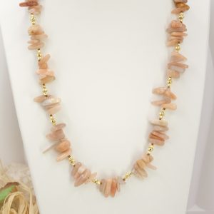 Collana Chips Grandi Pietra di Luna Argento 925 Dorato