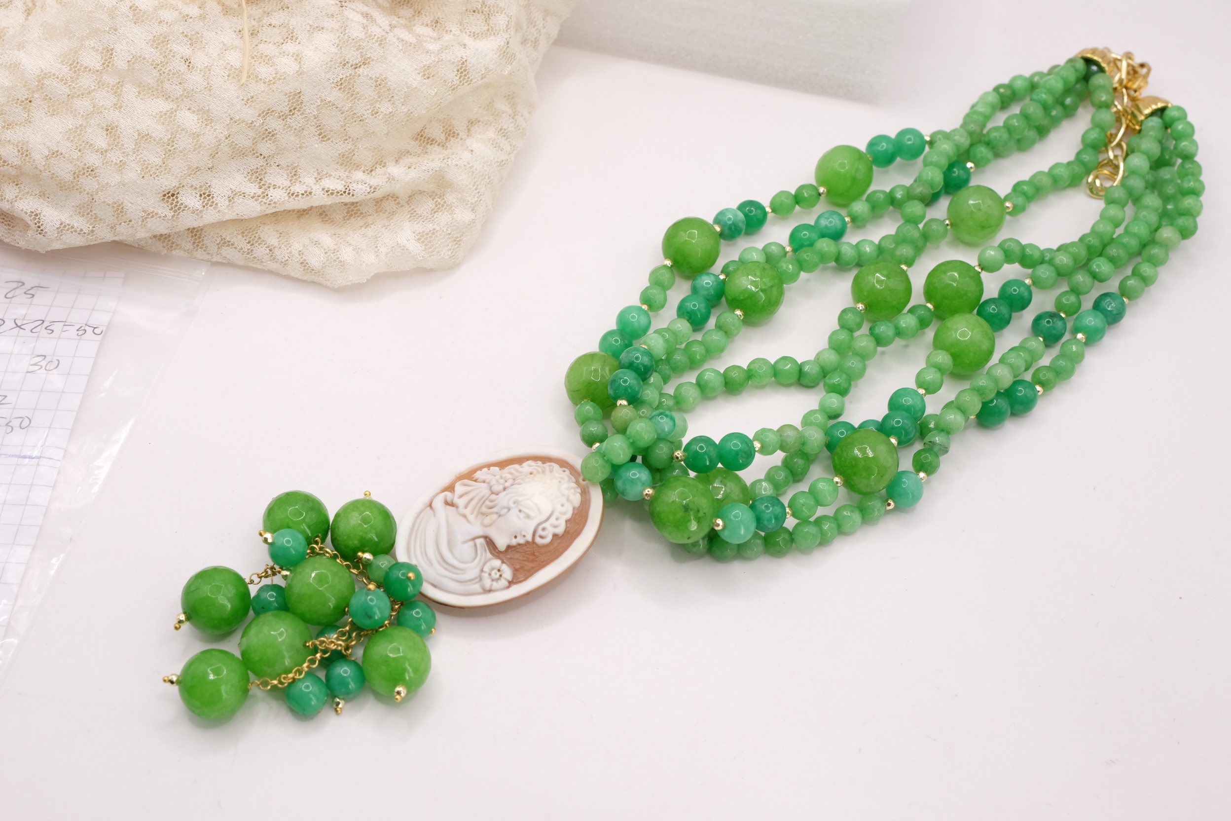 COLLANA GIADA VERDE CAMMEO TORRE DEL GRECO ARTIGIANALE SARDONICO (1)