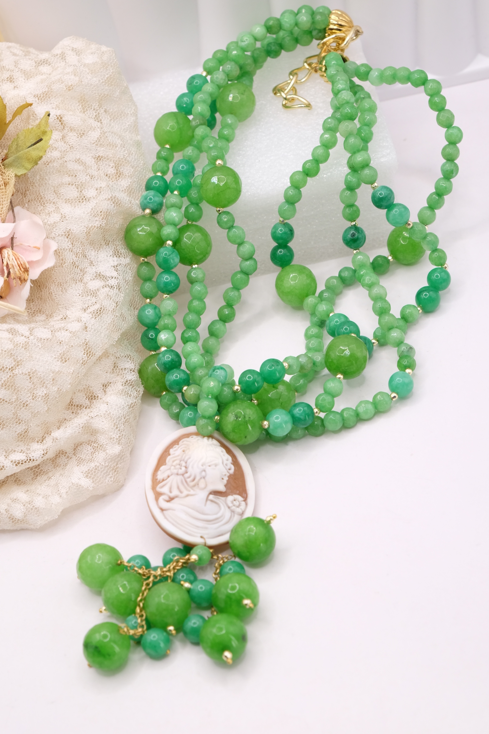 COLLANA GIADA VERDE CAMMEO TORRE DEL GRECO ARTIGIANALE SARDONICO (7)