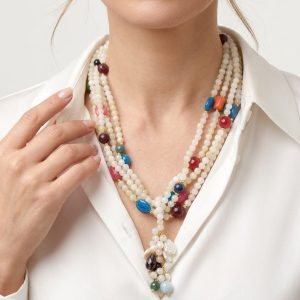 Collana Multifilo Giada Perle Onice Agata Corallo Turchese