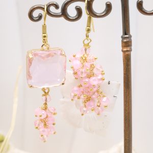 Orecchini Cammeo Sardonico Torre del Greco Dama Cristalli Rosa Ottone