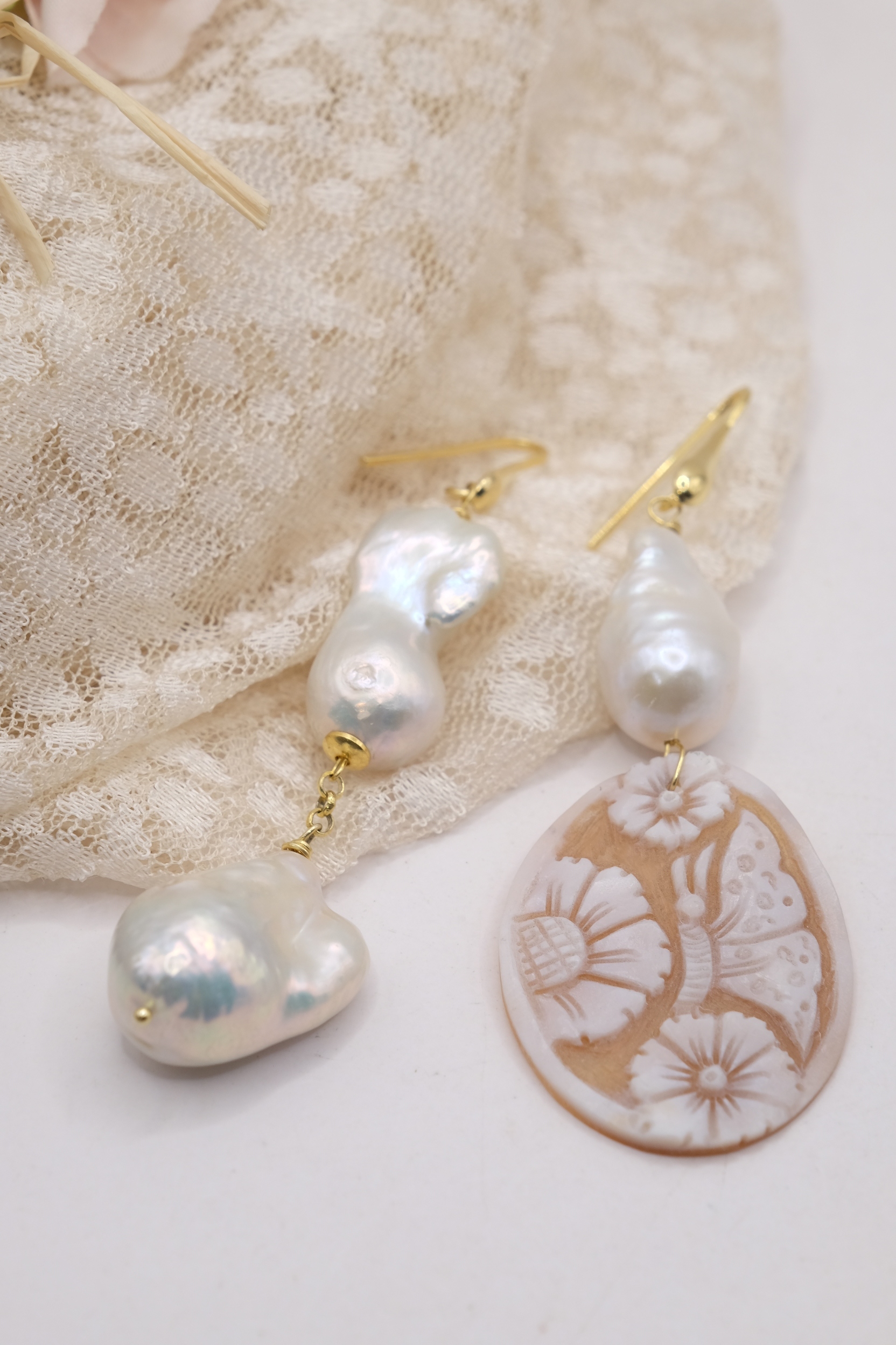 ORECCHINI DIVERSI PERLE CAMMEO DI TORRE DEL GRECO ARGENTO (1)