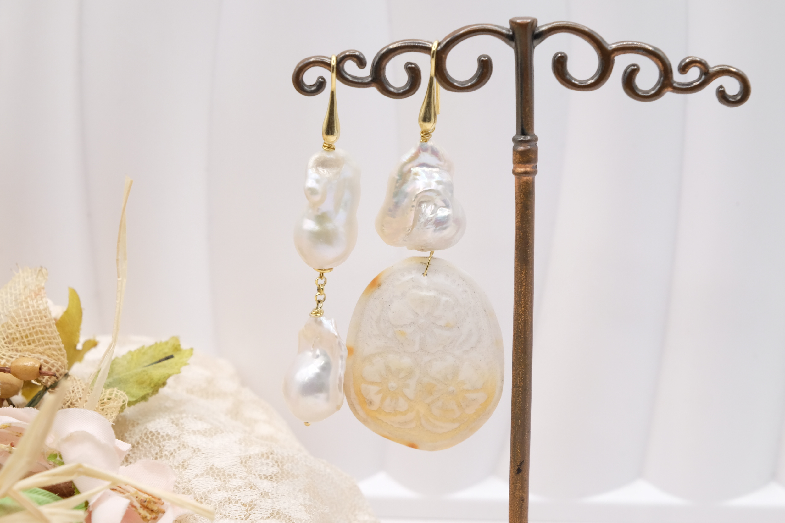 ORECCHINI DIVERSI PERLE CAMMEO DI TORRE DEL GRECO ARGENTO (2)