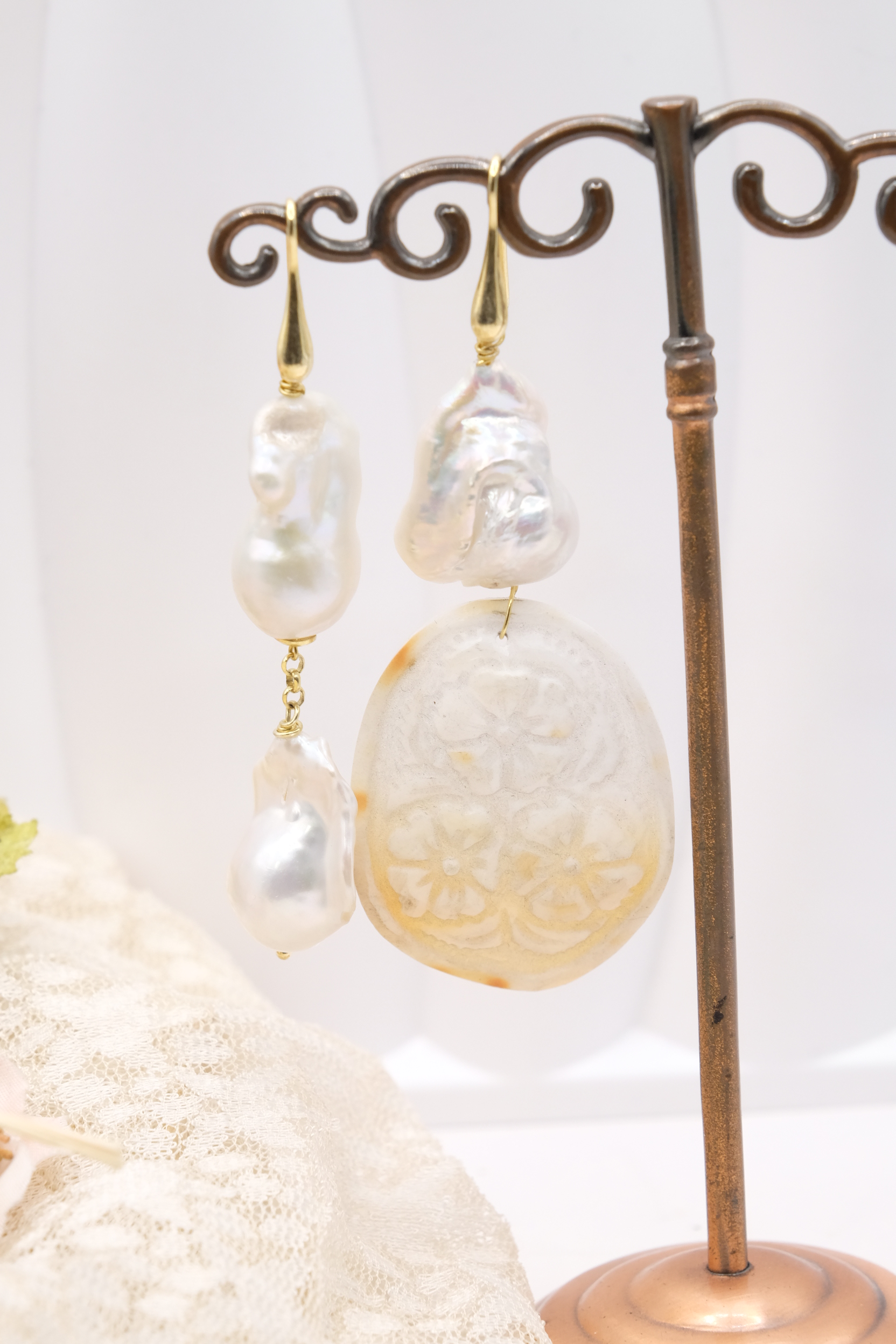 ORECCHINI DIVERSI PERLE CAMMEO DI TORRE DEL GRECO ARGENTO (3)