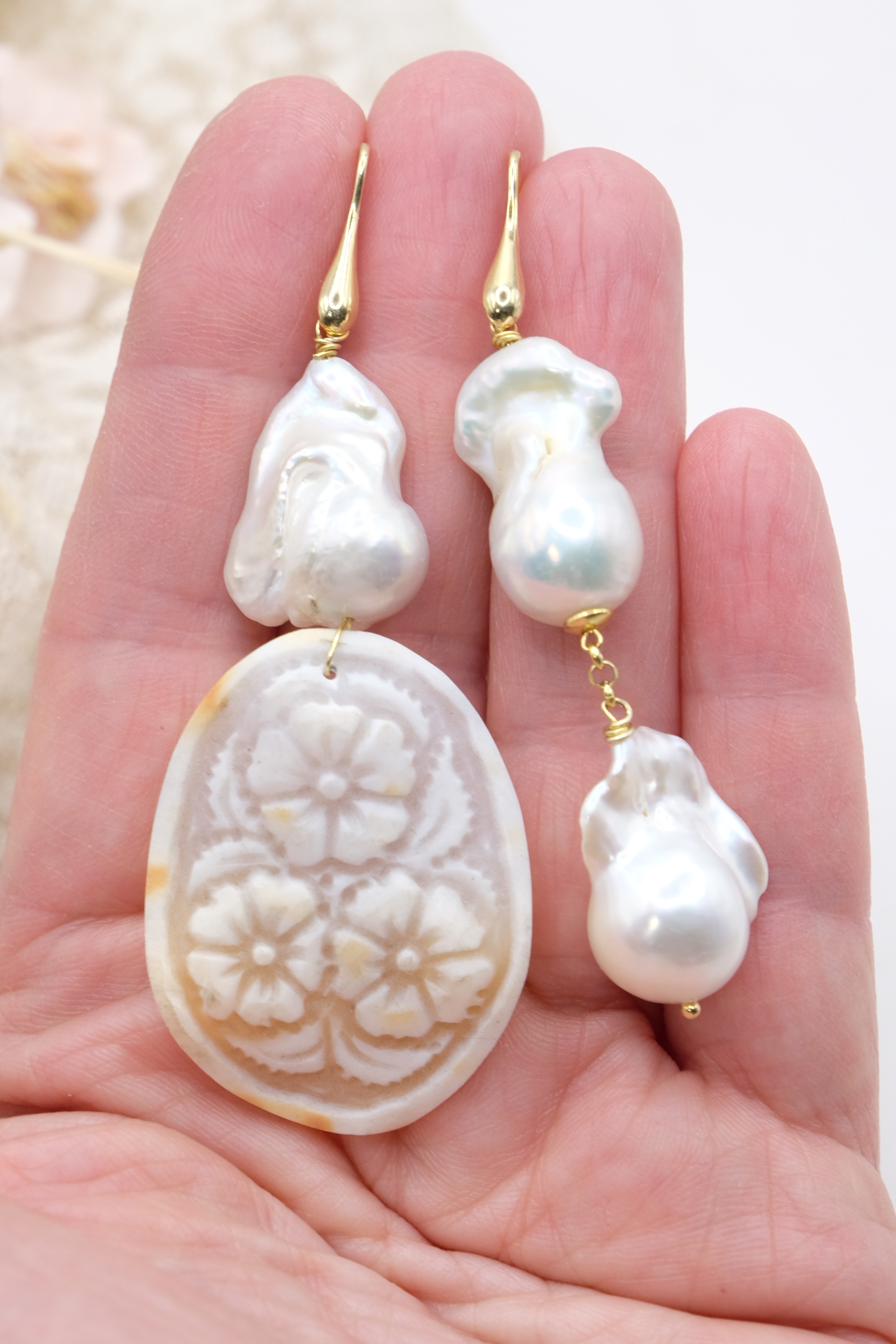 ORECCHINI DIVERSI PERLE CAMMEO DI TORRE DEL GRECO ARGENTO (5)