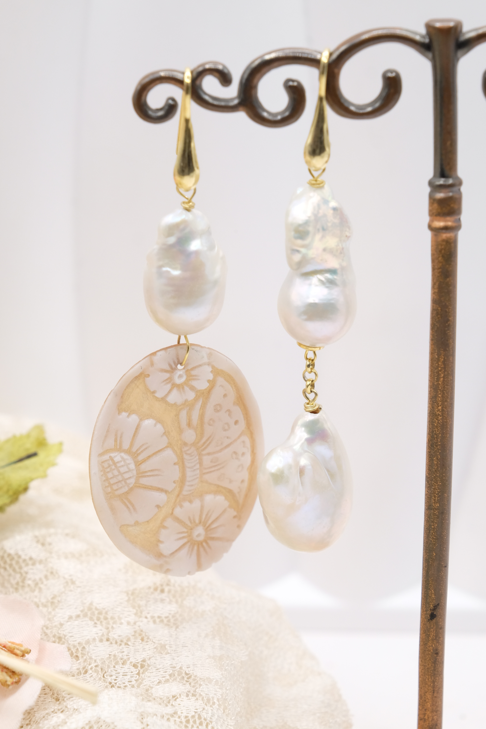 ORECCHINI DIVERSI PERLE CAMMEO DI TORRE DEL GRECO ARGENTO (6)