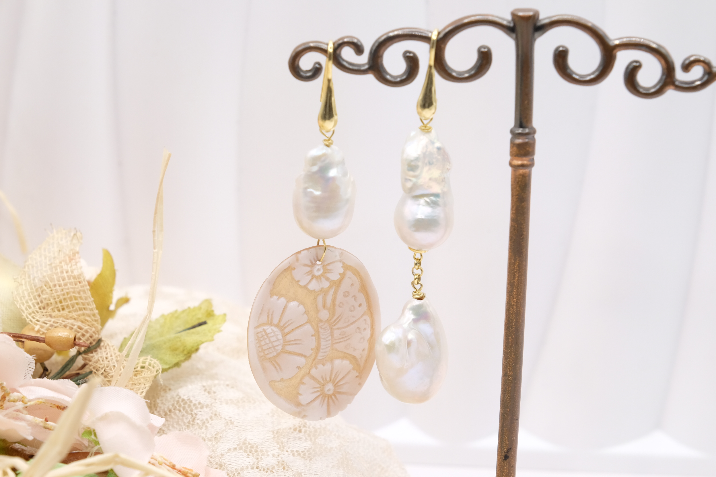 ORECCHINI DIVERSI PERLE CAMMEO DI TORRE DEL GRECO ARGENTO (7)