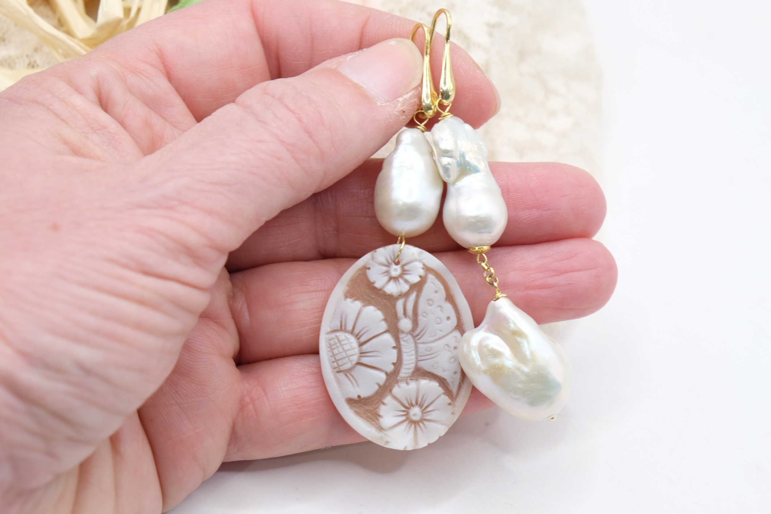 ORECCHINI DIVERSI PERLE CAMMEO DI TORRE DEL GRECO ARGENTO (8)