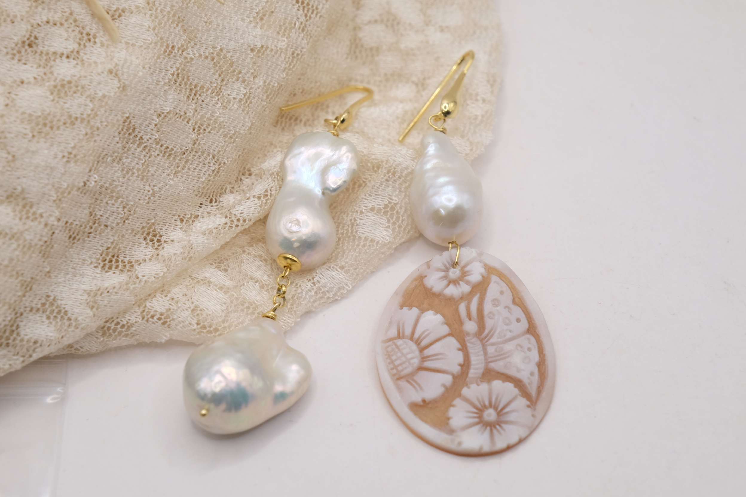 ORECCHINI DIVERSI PERLE CAMMEO DI TORRE DEL GRECO ARGENTO (9)