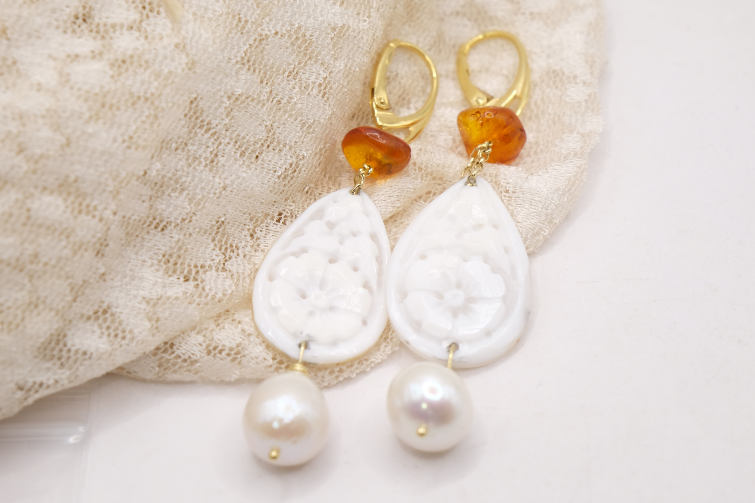 ORECCHINI PERLE CAMMEO DI TORRE DEL GRECO PERLE ARGENTO (2)