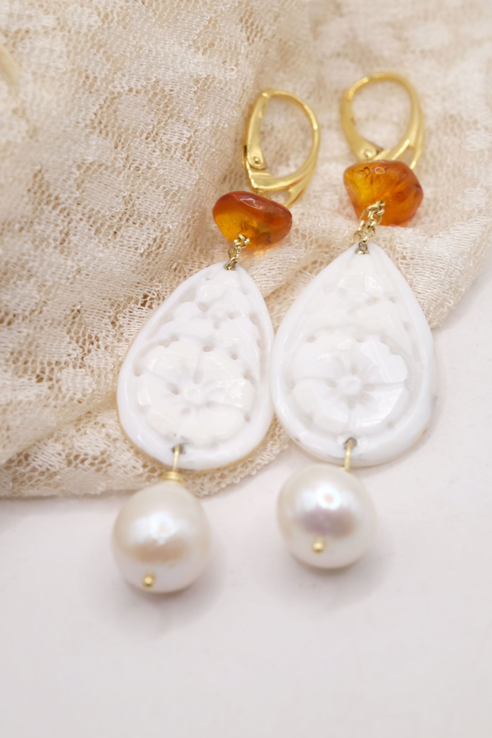 ORECCHINI PERLE CAMMEO DI TORRE DEL GRECO PERLE ARGENTO (3)