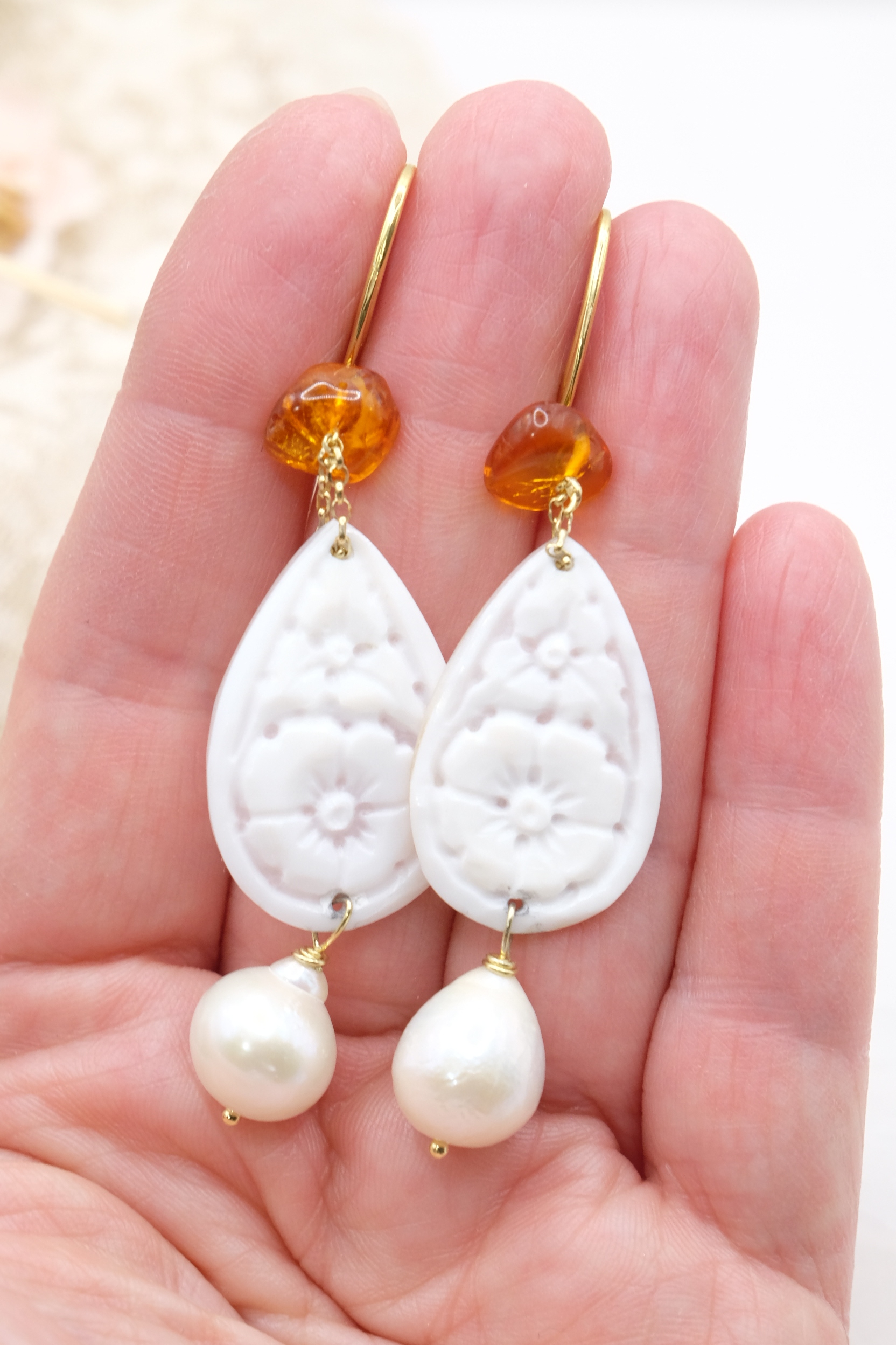 ORECCHINI PERLE CAMMEO DI TORRE DEL GRECO PERLE ARGENTO (4)