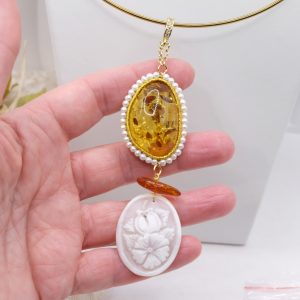 Ciondolo Ambra Cammeo Genuino di Torre del Greco Argento