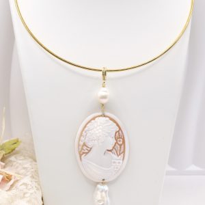 Ciondolo Cammeo Genuino Top Quality Perle Argento