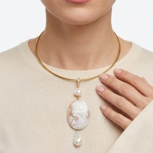 Ciondolo Cammeo Genuino Top Quality Perle Argento